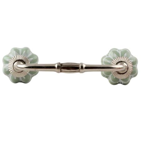 Sage Green Flower Medium Ceramic Melon Bridge Handle